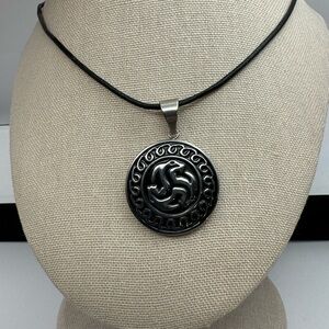 663-PPMO New Mason Parker Triple Deer Head Pendant Stainless Abstract Leather